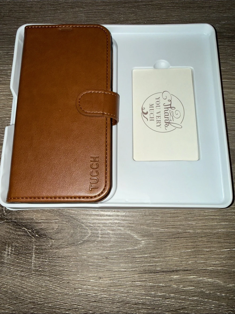 Tucch Light Brown Faux Leather Wallet iPhone 14 Case